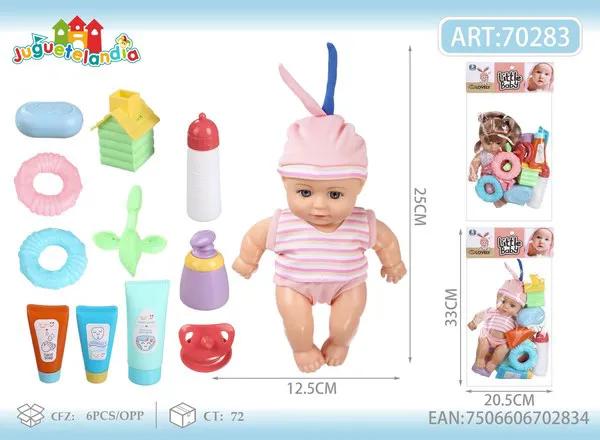 Set de muñeca bebé 8 pulgadas con 4 sonidos y accesorios de baño y cuidado