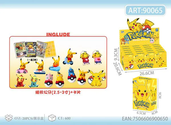 Caja sorpresa Pokémon Pikachu con figura de 2.5 a 3 pulgadas y 3 tarjetas