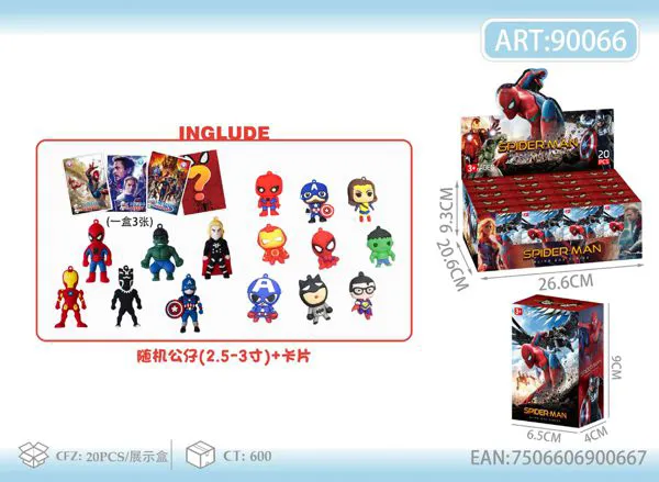 Caja sorpresa Avengers Spider-Man con figura de 2.5 a 3 pulgadas y 3 tarjetas