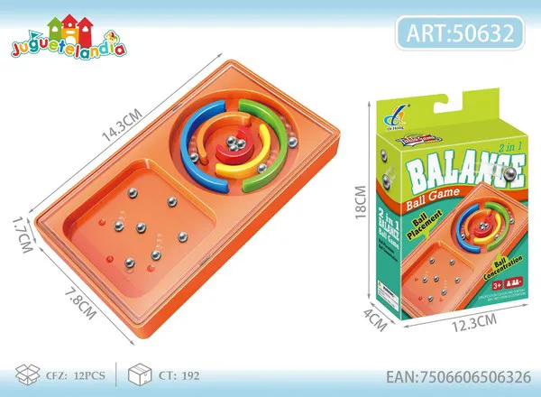 Juego de mesa de equilibrio 2 en 1 con laberinto de bolitas de metal, 14 cm