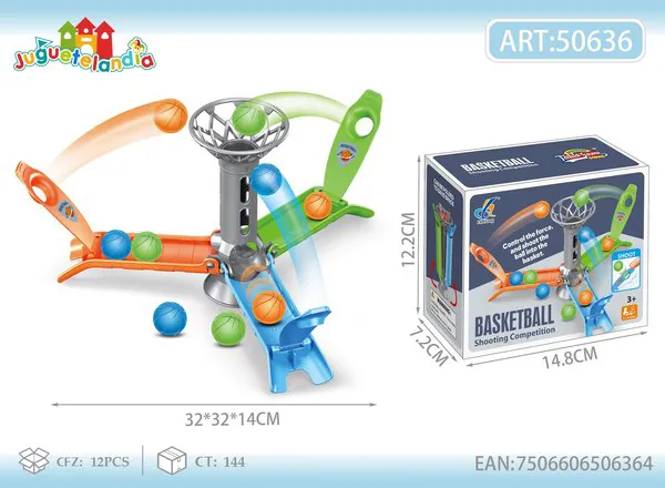 Juego de basquetbol de mesa con lanzadores y canasta, 32 cm, 3 jugadores