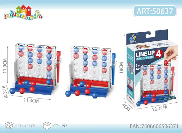 Juego de mesa Line Up 4 en línea con bolitas rojas y azules, 11 cm