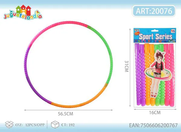 Hula hoop desmontable de plástico para niños, 56.5 cm, colores neón