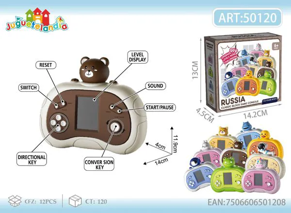 Consola portátil de Tetris con forma de animalito, 9999 niveles, modelos surtidos