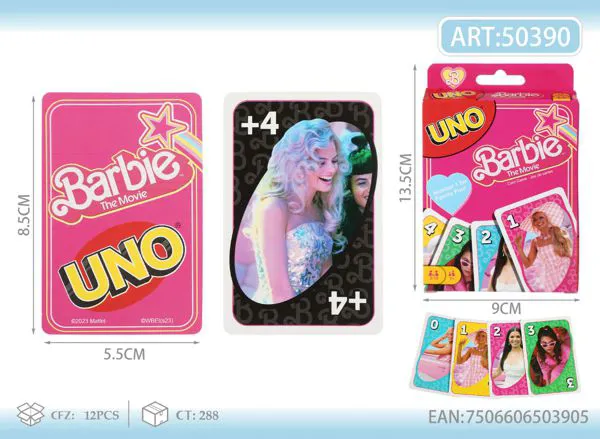 Juego de cartas UNO edición Barbie The Movie, 8.5 cm