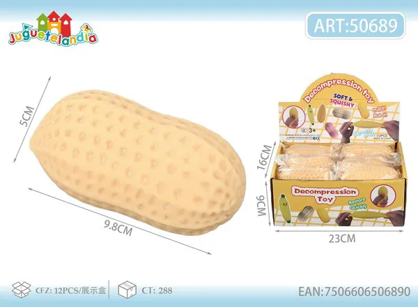 Juguete antiestrés squishy de cacahuate de TPR, 9.8 cm