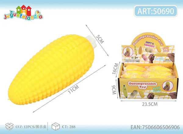 Juguete antiestrés squishy de elote de TPR, 11 cm