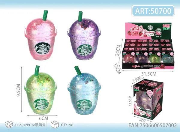 Juguete antiestrés squishy de vaso de frappé con brillos, 9.5 cm