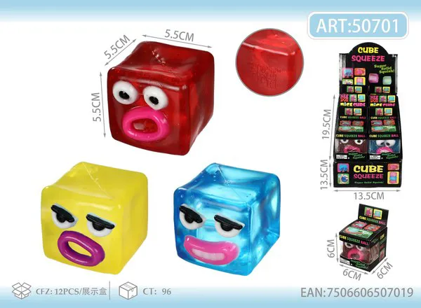 Cubo antiestrés squishy con caritas graciosas en 3D, 5.5 cm