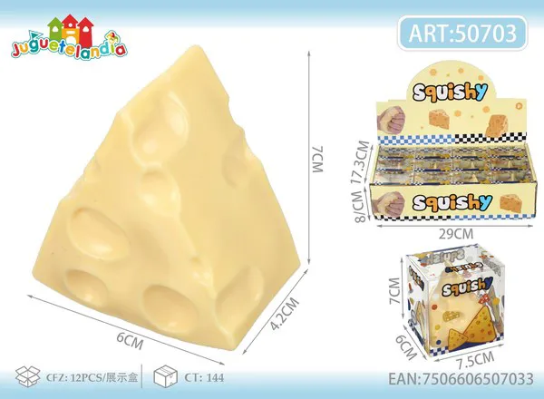 Juguete antiestrés squishy de rebanada de queso triangular, 7 cm