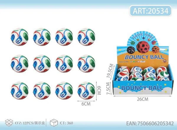 Pelota saltarina de goma de 6 cm con diseño de balón de futbol