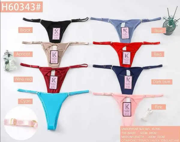 Tanga de satén con tirantes ajustables y aro metálico para mujer, paquete de 12