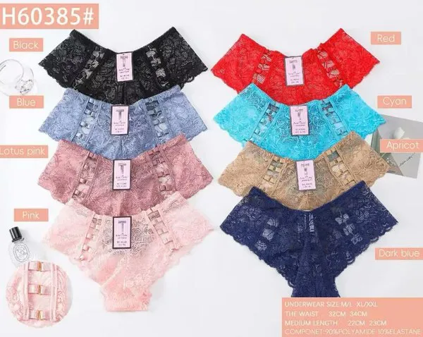 Calzón bóxer de encaje con hebillas decorativas al frente para mujer, paquete de 12