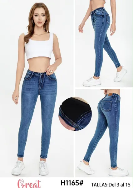 Jeans skinny de mezclilla stretch tiro alto para mujer