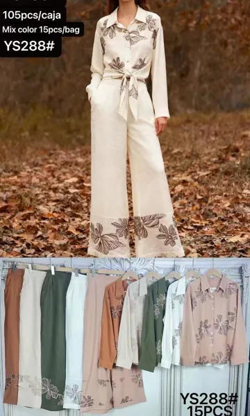 Conjunto de Camisa y Pantalón Ancho Estampado-YS288