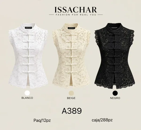 Blusa de encaje estilo oriental