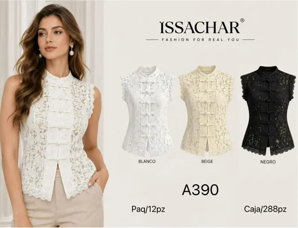 Blusa de encaje estilo oriental