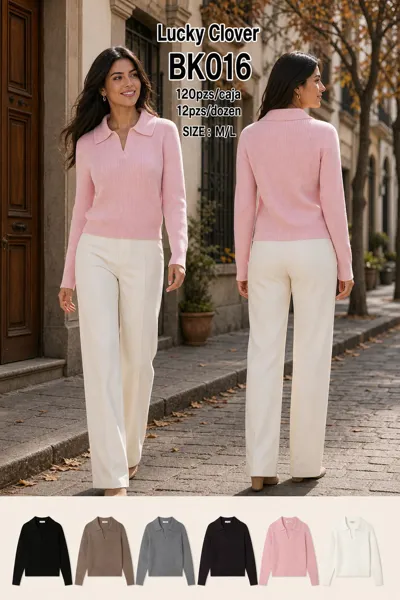 Suéter de punto con cuello polo