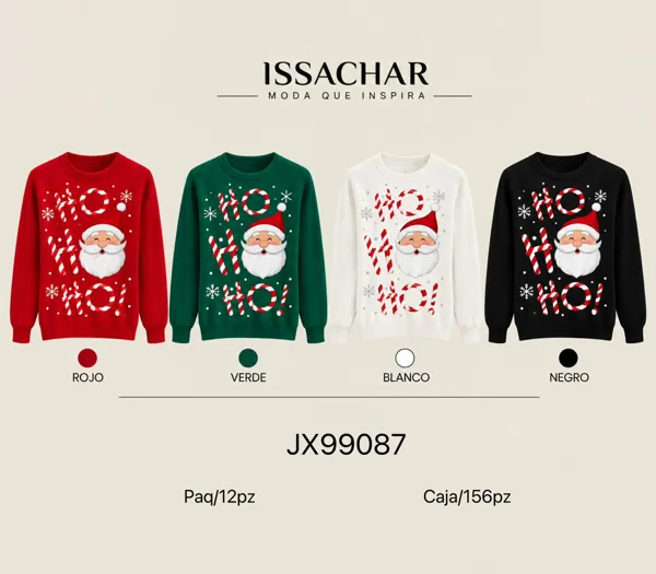 Suéter navideño tejido con Santa Claus Ho Ho Ho unisex