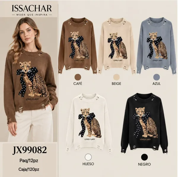 Suéter con estampado de leopardo