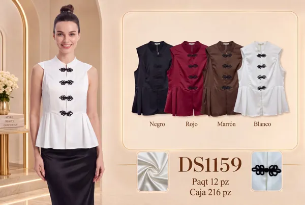 Blusa sin mangas estilo oriental