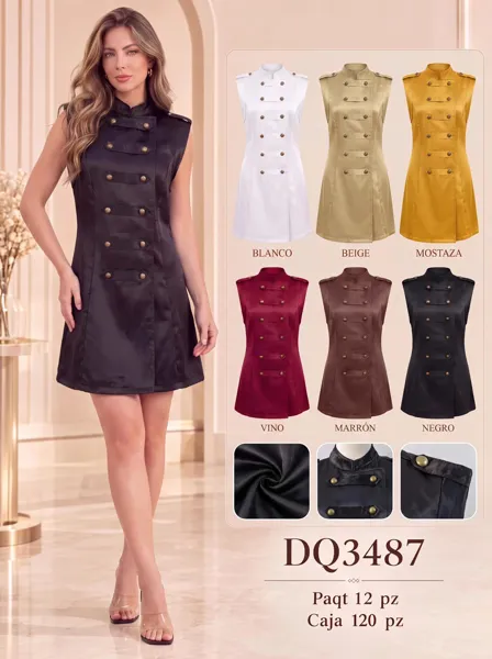 Vestido corto estilo militar