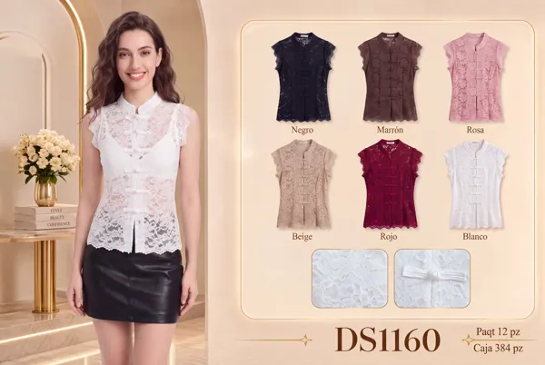 Blusa de encaje estilo chino