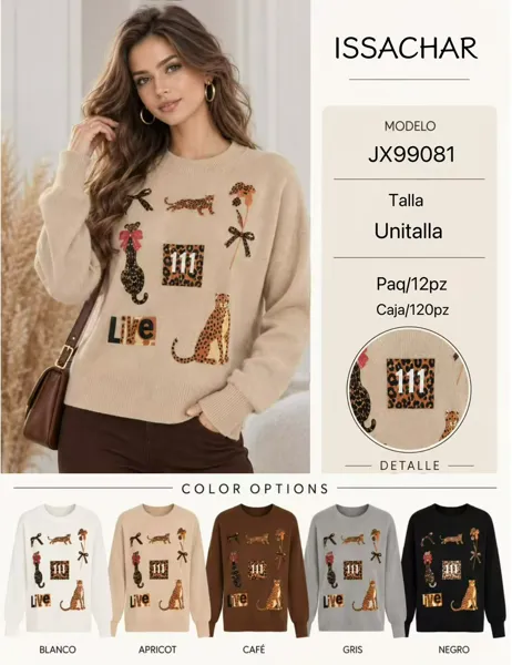 Suéter con estampado de leopardo