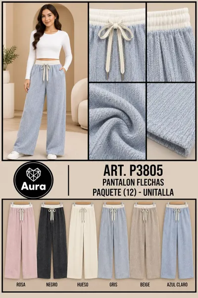 Pantalón tejido con estampado de flechas y cintura elástica para mujer