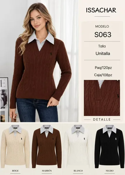 Suéter con cuello camisero