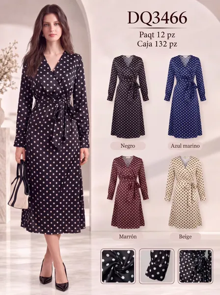 Vestido cruzado de lunares