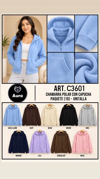 Chamarra polar con capucha