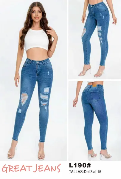 Jeans skinny desgastados tiro alto para mujer