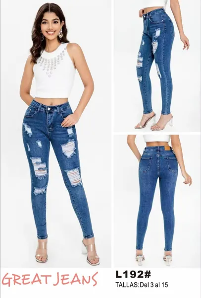 Jeans skinny rotos de mezclilla azul para mujer
