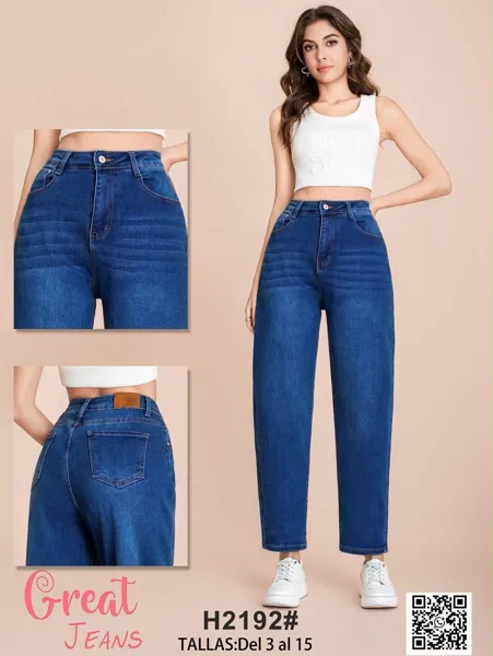 Jeans mom tiro alto holgados de mezclilla para mujer