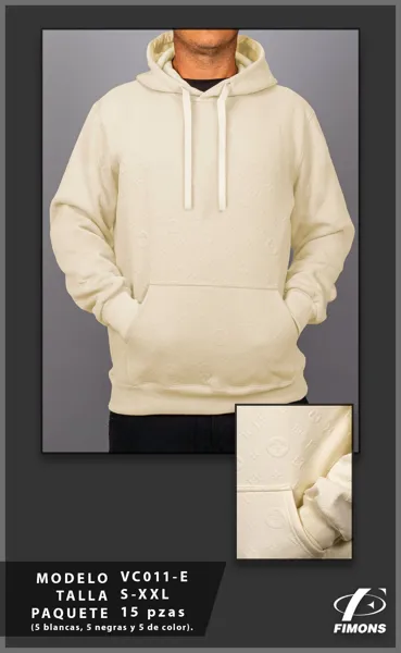 Sudadera con capucha color hueso con monograma en relieve