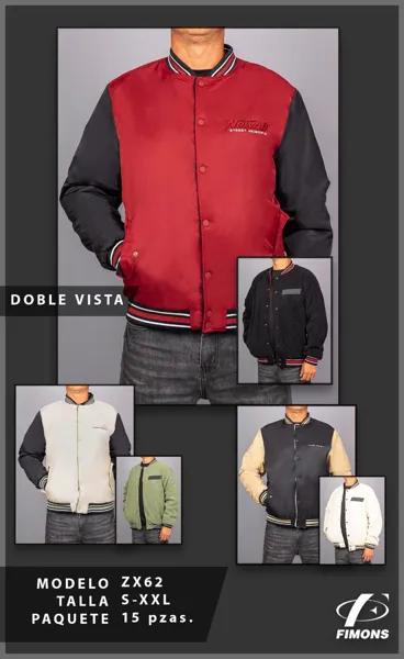 Chamarra bomber reversible tipo universitaria