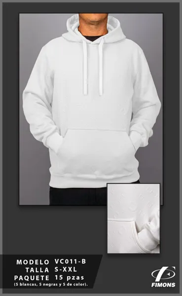 Sudadera con capucha blanca con monograma en relieve