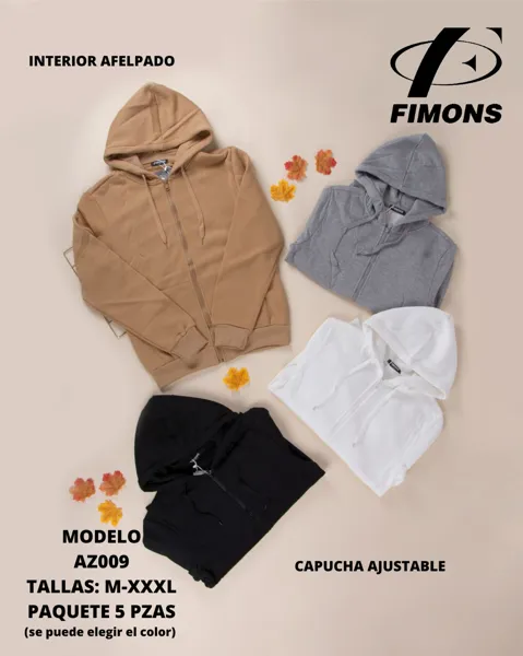 Sudadera con cierre y capucha interior afelpado