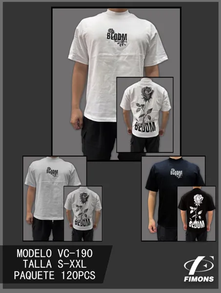 Playera de manga corta con estampado de rosa Bloom