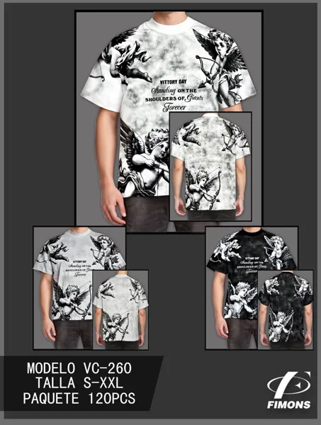 Playera oversize con estampado de ángeles