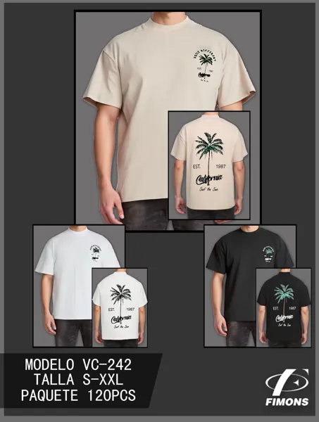 Playera de manga corta con estampado de palmera California