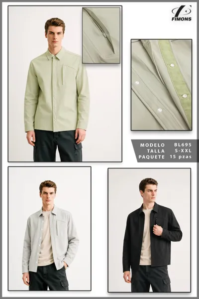 Sobrecamisa de manga larga con bolsillo de pecho