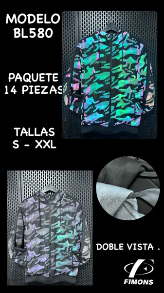 Chamarra rompevientos reflejante con capucha camuflaje Fashion