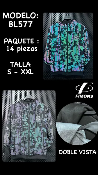 Chamarra rompevientos reflejante con capucha estampado pixel