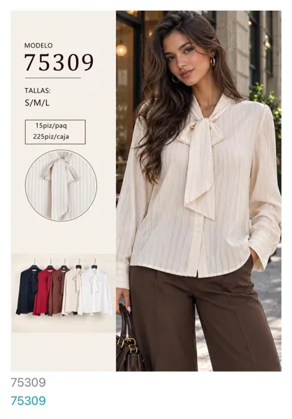 Blusa con lazo al cuello