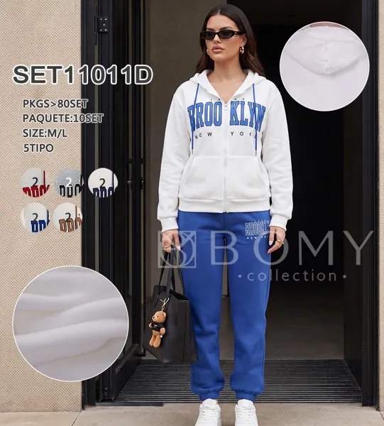 Conjunto de sudadera con cremallera y pantalón