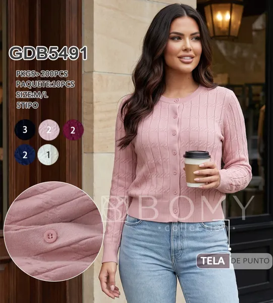 Cárdigan de punto trenzado con botones para mujer