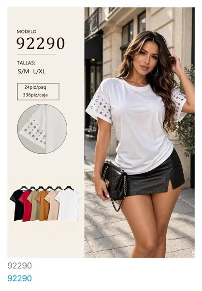 Playera con detalles de ojillos en mangas