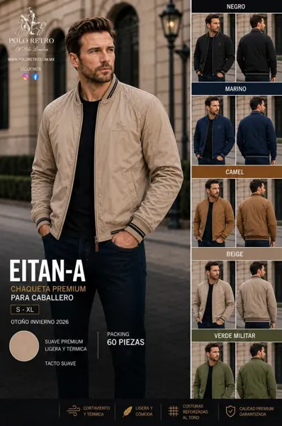 Chamarra tipo bomber acolchada en hombros para hombre